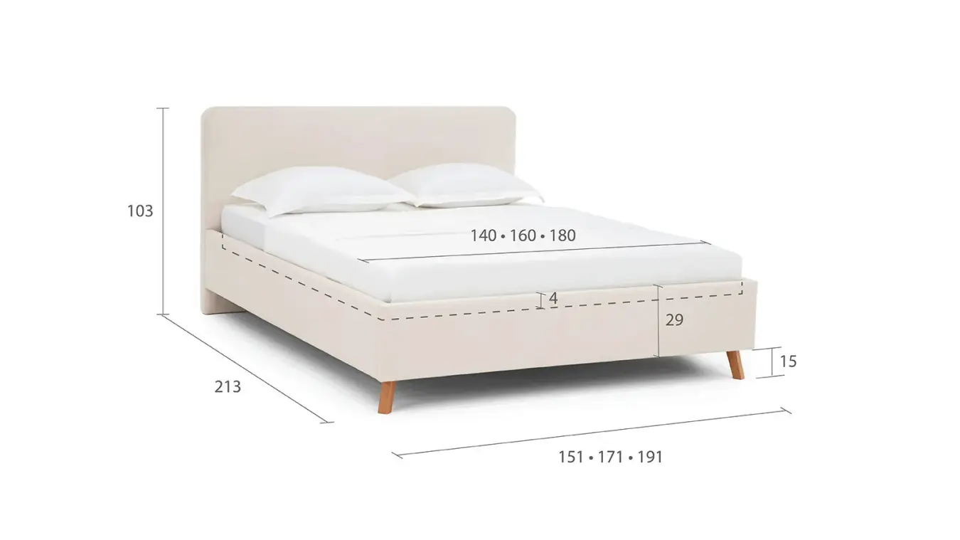 Мягкая кровать Extra I на высоких ножках с прямым изголовьем Askona фотография товара - 13 - большое изображение